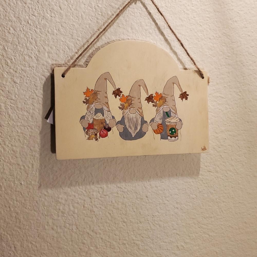 Gnomes Hand Painted Thanksgiving Wall Decor